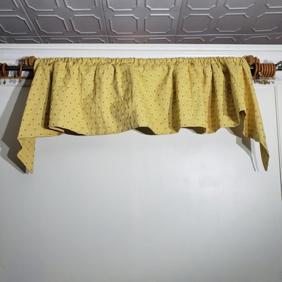 Custom Curtains 2 Valances 68W x 18L Each Wide Pocket Yellow Roses Heavy Duty Co - Picture 9 of 14